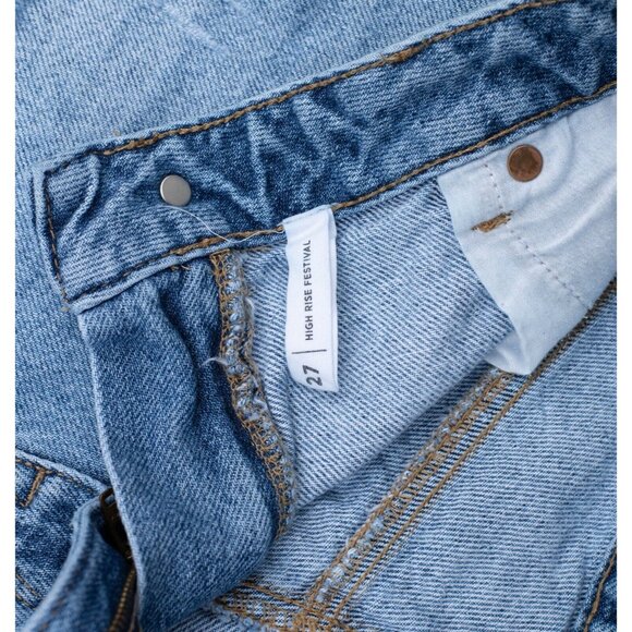 Pacsun Shorts Womens 27 Blue High Rise Festival Medium Wash Zip Fly Ripped Denim - Picture 10 of 10